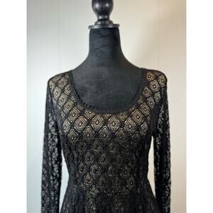 Catherine Malandrino for Design Nation Black Lace Tunic Top Size S